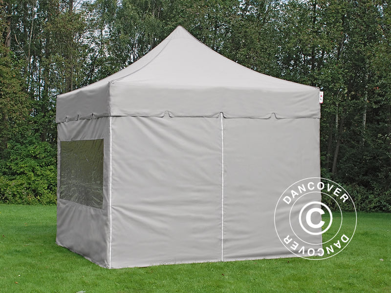 Faltzelt FleXtents PRO "Peaked" 3x3m Latte, mit 4 Seitenwänden