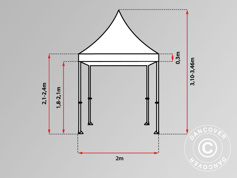 Pop up gazebo FleXtents PRO 2x2 m White, incl. 4 sidewalls