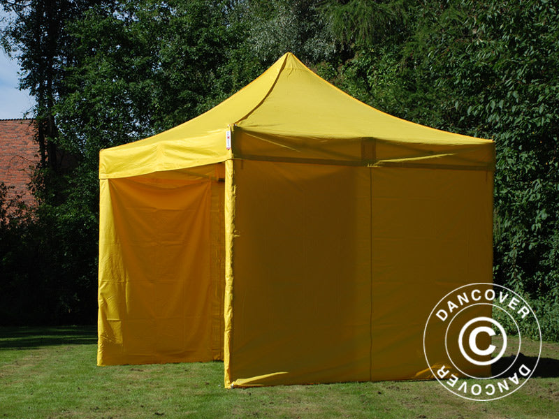 Gazebo pieghevole FleXtents PRO 3x3m Giallo, inclusi 4 fianchi