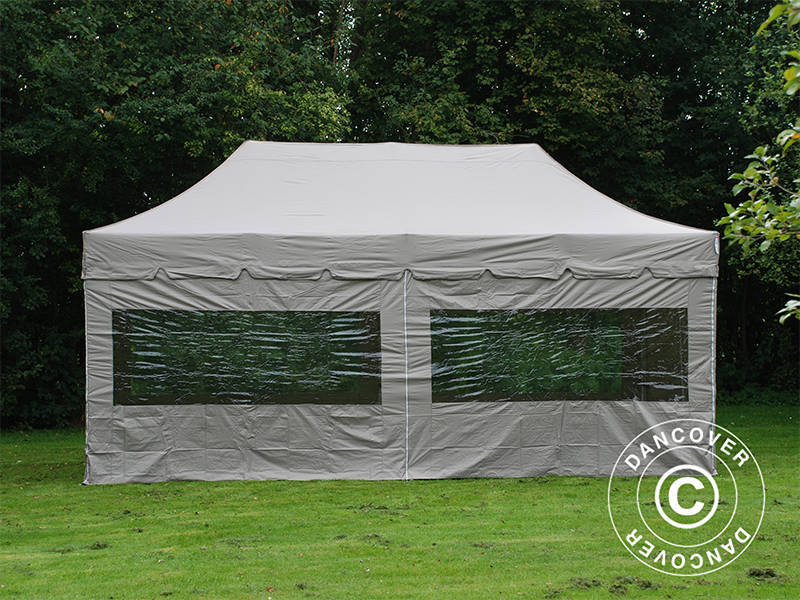 Pop up gazebo FleXtents PRO "Peaked" 3x6 m Latte, incl. 6 sidewalls