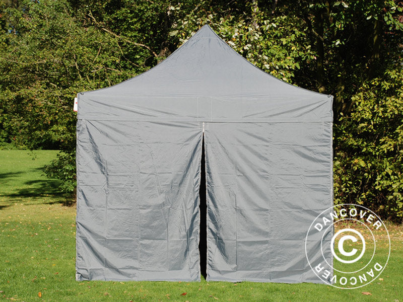 Gazebo pieghevole FleXtents PRO 3x3m Grigio, inclusi 4 fianchi