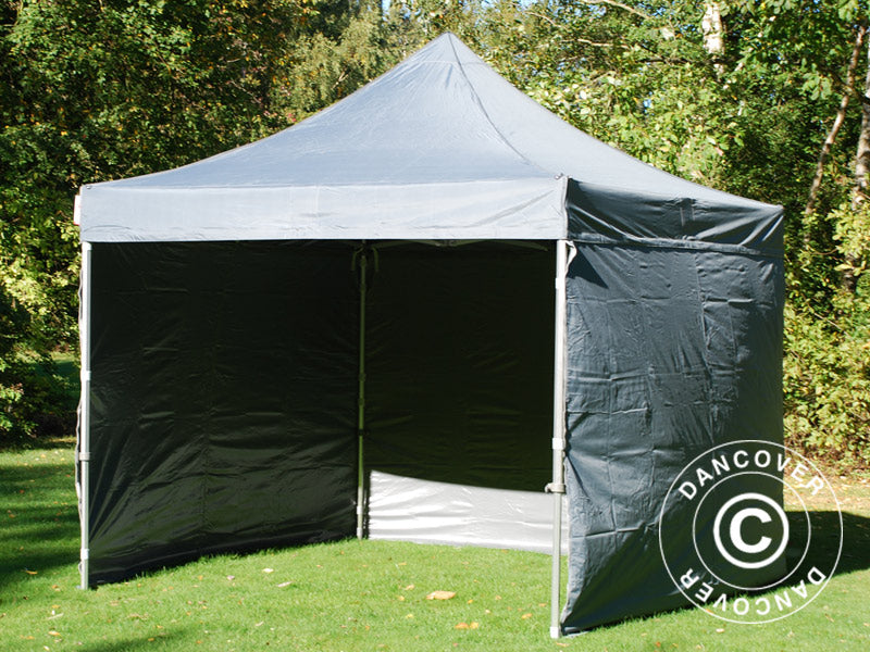 Gazebo pieghevole FleXtents PRO 3x3m Grigio, inclusi 4 fianchi