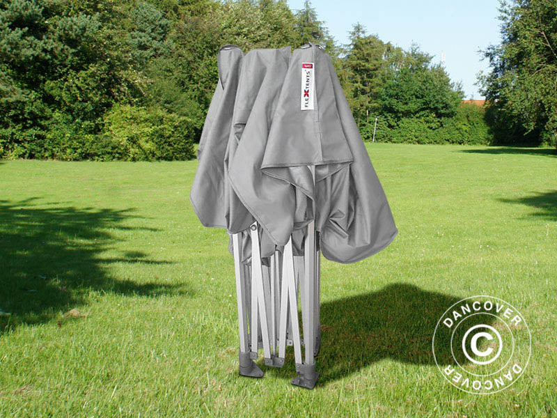 Gazebo pieghevole FleXtents PRO 3x3m Grigio, inclusi 4 fianchi