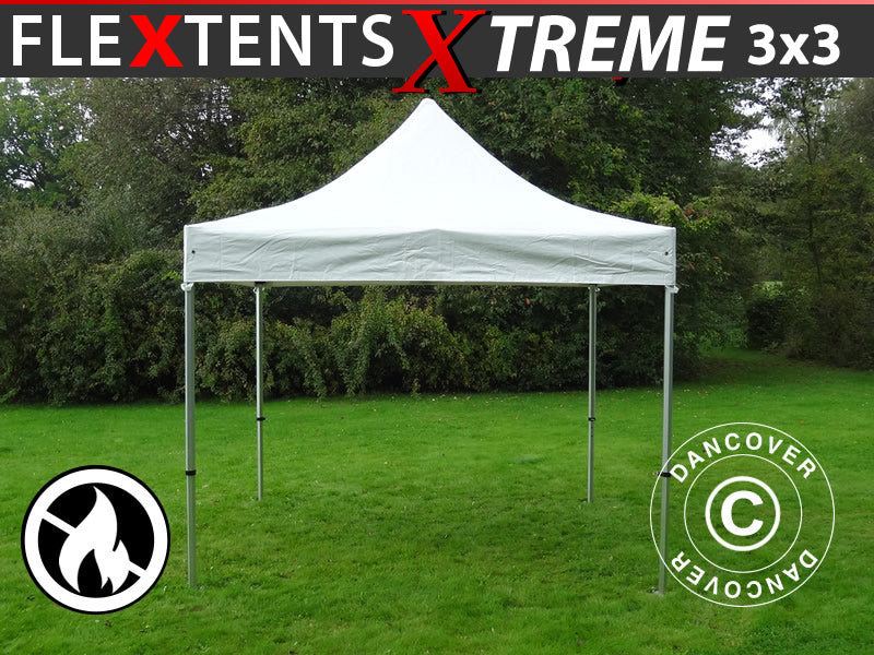 Pikateltta FleXtents Xtreme 50 Heavy Duty 3x3m Valkoinen, Tulenkestävä