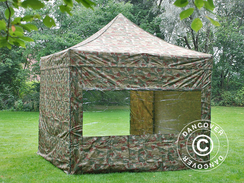 Faltzelt FleXtents PRO 3x3m Camouflage, mit 4 Seitenwänden