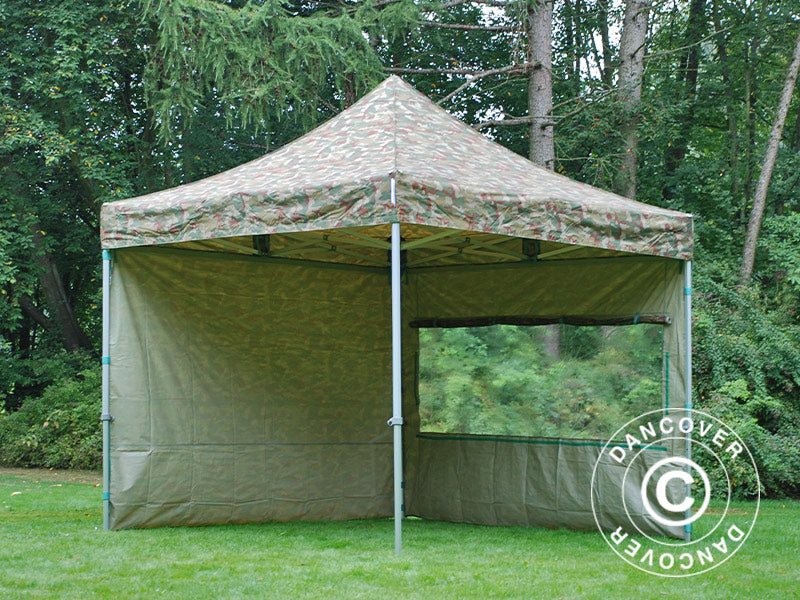 Faltzelt FleXtents PRO 3x3m Camouflage, mit 4 Seitenwänden
