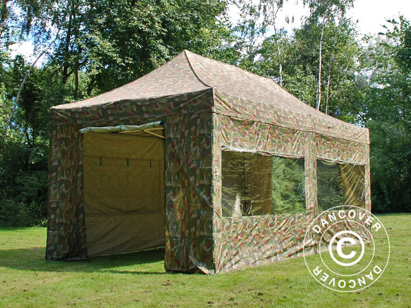 Saliekamā nojume FleXtents PRO 3x6m Kamuflāža/Militāra, ar 6 sān sienām