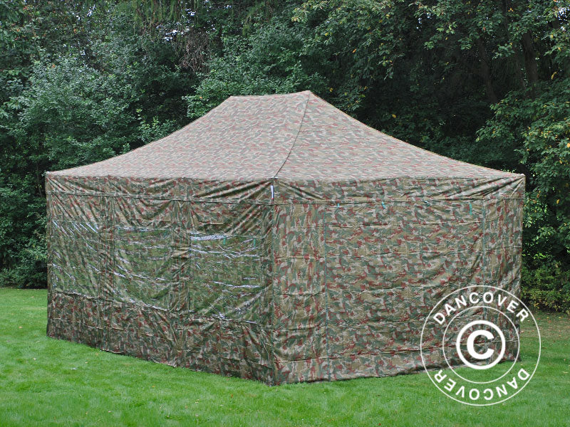 Pop up gazebo FleXtents PRO 4x6 m Camouflage/Military, incl. 8 sidewalls