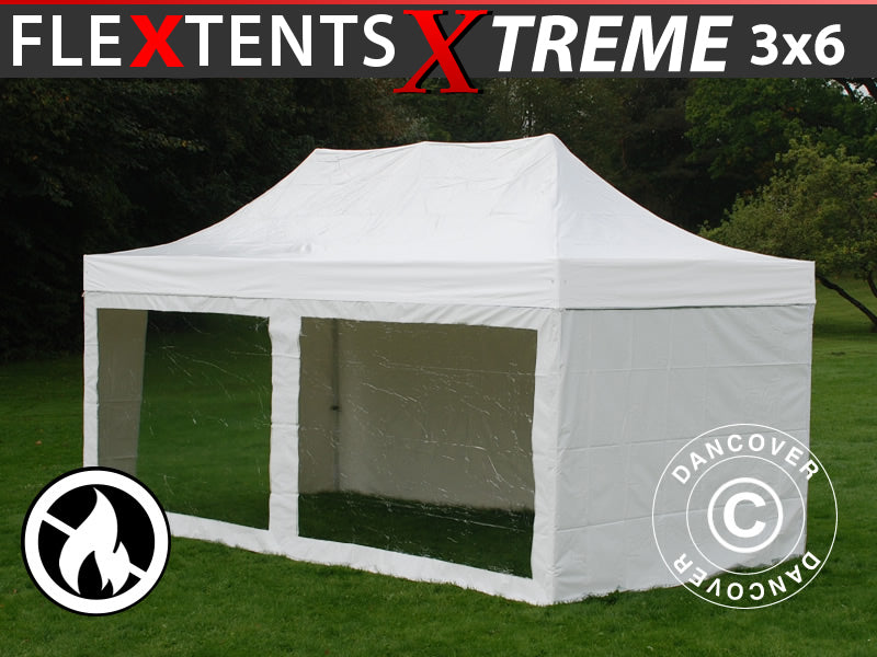 Saliekamā nojume FleXtents Xtreme 50 Heavy Duty 3x6m Balta, ar 6 sānu sienām