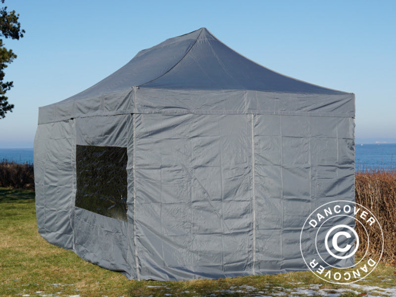Saliekamā nojume FleXtents PRO 3x6m Pelēks, ar 6 sānu sienām