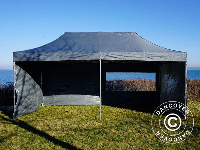 Pop up gazebo FleXtents PRO 3x6 m Grey, incl. 6 sidewalls