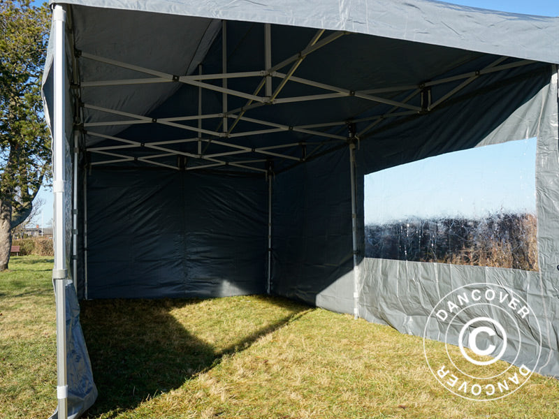 Saliekamā nojume FleXtents PRO 3x6m Pelēks, ar 6 sānu sienām