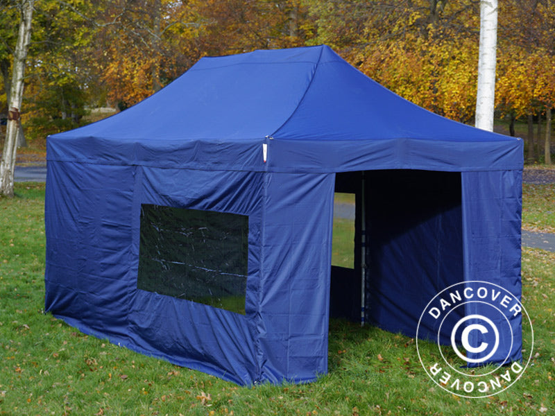 Faltzelt FleXtents PRO 3x6m Dunkeblau, mit 6 Seitenwänden
