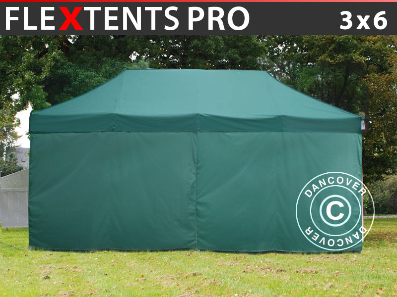 Prekybinė palapinė FleXtents PRO 3x6m Zalia, įsk. 6 šonines sienas