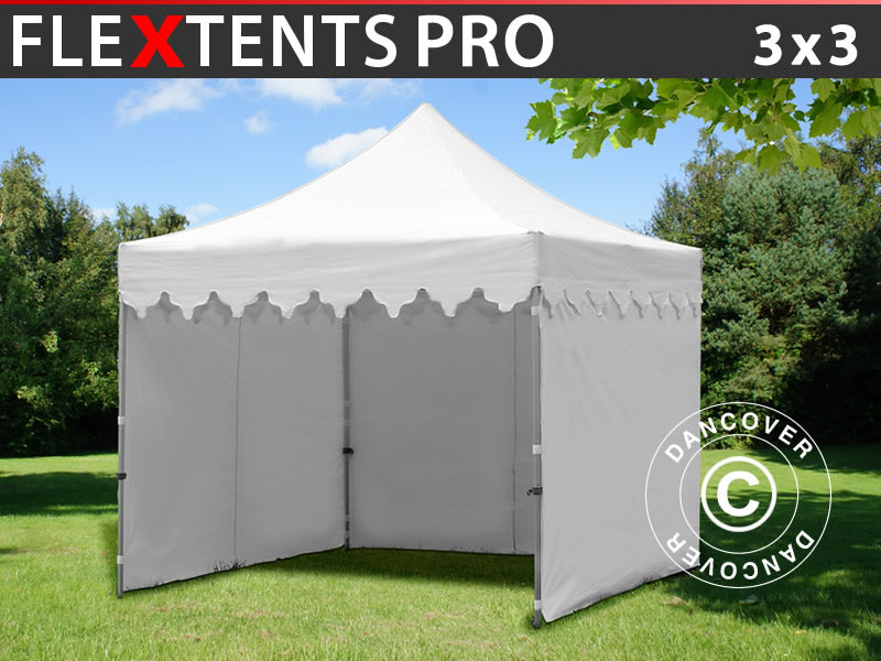 Pop up gazebo FleXtents PRO "Morocco" 3x3 m White, incl. 4 sidewalls