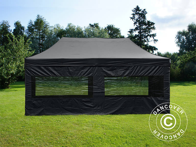 Brzo sklopivi paviljon FleXtents Pro 3x6m Crna, uključ. 6 bočne stranice