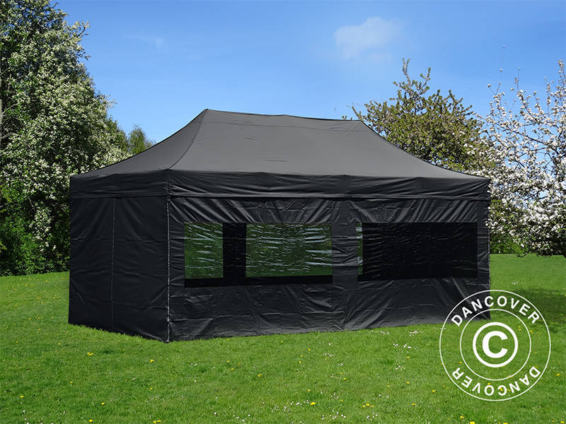 Brzo sklopivi paviljon FleXtents Pro 3x6m Crna, uključ. 6 bočne stranice