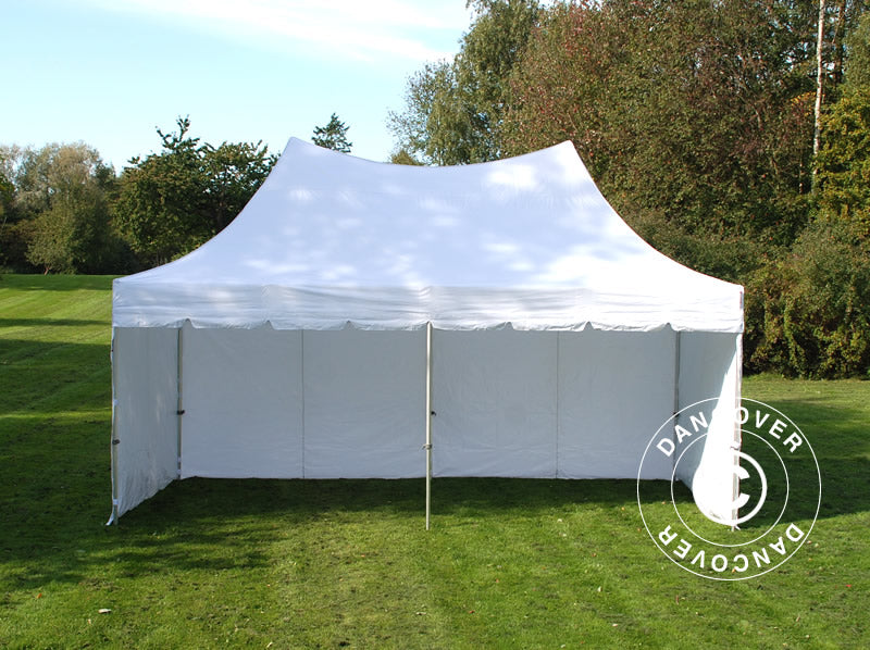 Faltzelt FleXtents PRO Peak Pagoda 3x6m Weiß, mit 6 Seitenwände