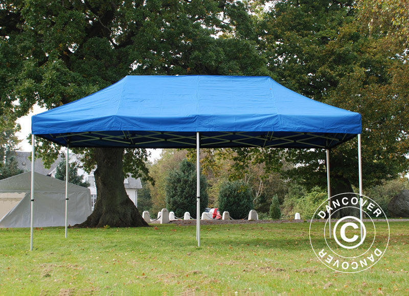 Faltzelt FleXtents PRO 3x6m Blau, mit 6 Seitenwänden