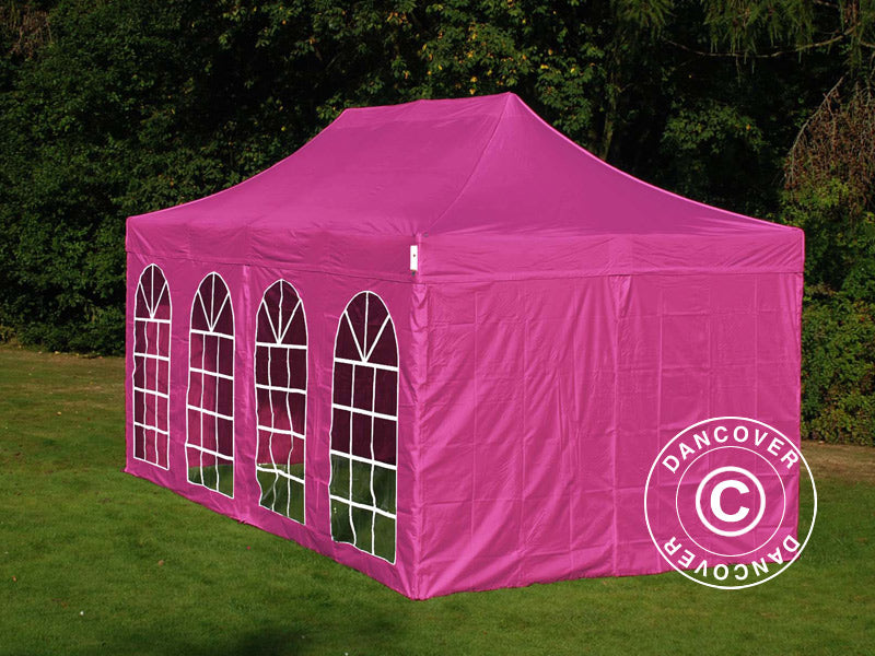 Tente Pliante FleXtents PRO Vintage Style 3x6m Rose, avec 6 cotés