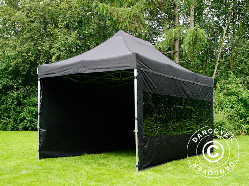 Brzo sklopivi paviljon FleXtents Pro 3x4,5m Crna, uključ. 4 bočne stranice