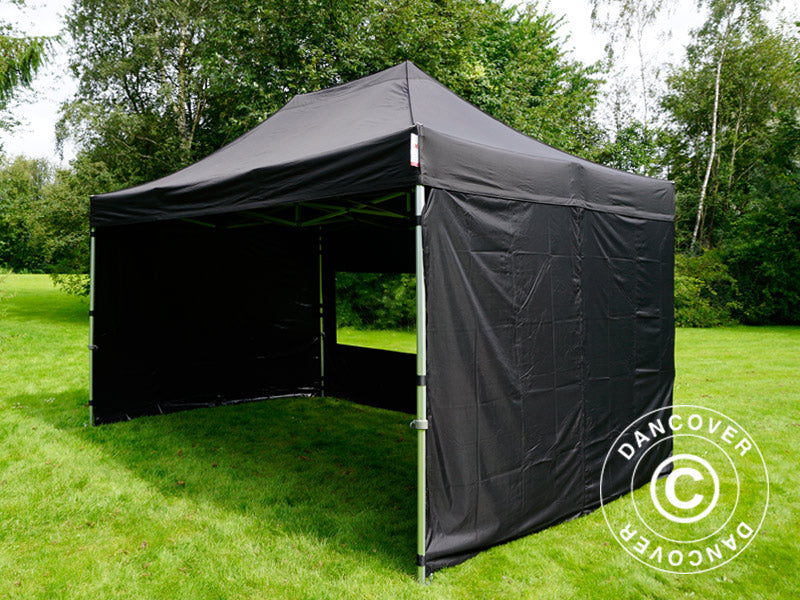 Tente pliante FleXtents PRO 3x4,5m Noir, avec 4 cotés