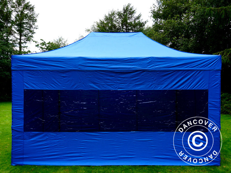 Brzo sklopivi paviljon FleXtents Pro 3x4,5m Plava, uključ. 4 bočne stranice