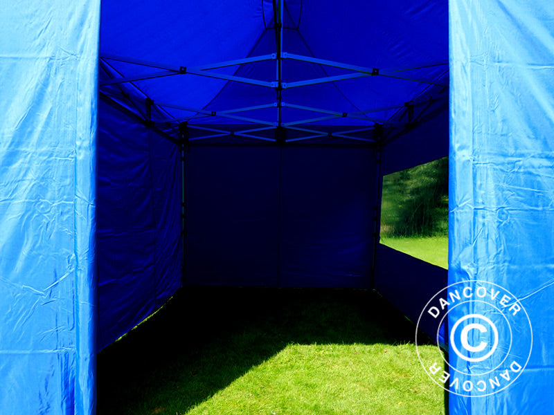 Faltzelt FleXtents PRO 3x4,5m Blau, mit 4 Seitenwänden