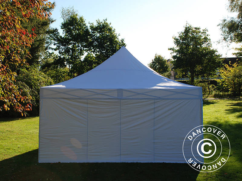 Faltzelt FleXtents PRO 5x5m Weiß, mit 4 Seitenwänden