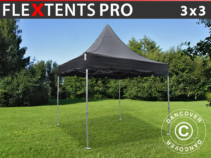 Faltzelt FleXtents PRO Peak Pagoda 3x3m Schwarz