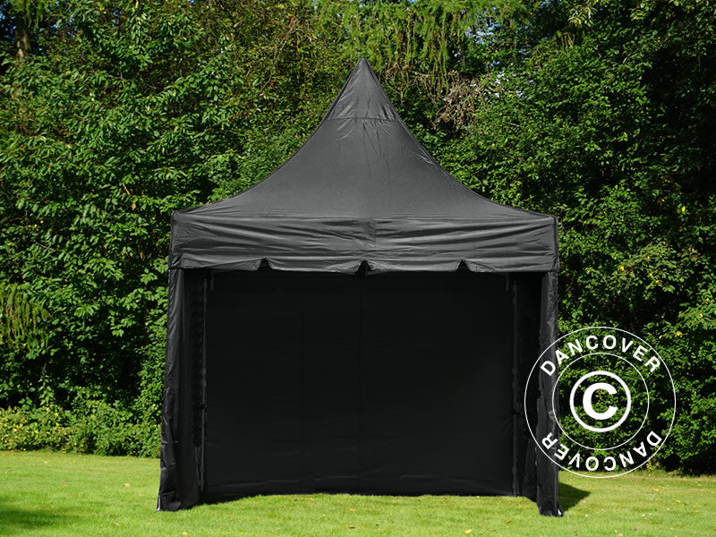 Vouwtent FleXtents PRO Peak Pagoda 3x3m Zwart, Incl. 4 zijwanden