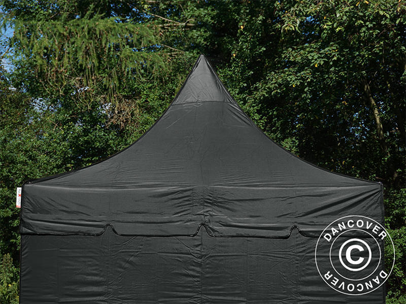 Saliekamā nojume FleXtents PRO Peak Pagoda 3x3m Melns, ar 4 sānu sienām