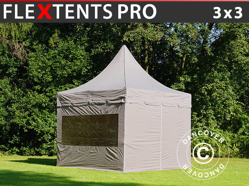 Pop Up aiatelk FleXtents PRO Peak Pagoda 3x3m Latte, kaasas 4 külgseina