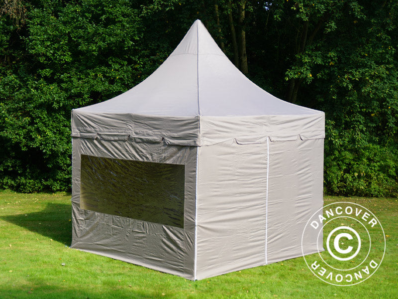 Faltzelt FleXtents PRO Peak Pagoda 3x3m Latte, mit 4 Seitenwänden