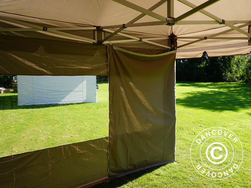 Faltzelt FleXtents PRO Peak Pagoda 3x3m Latte, mit 4 Seitenwänden