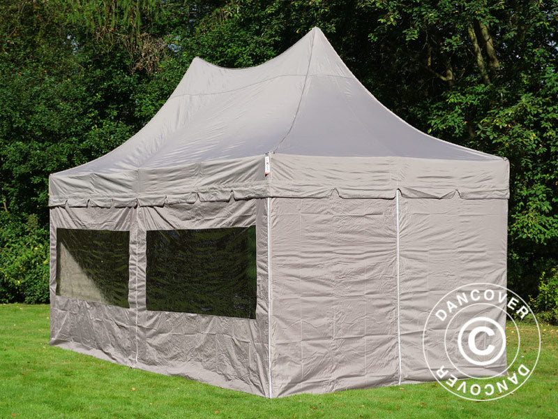 Faltzelt FleXtents PRO Peak Pagoda 3x6m Latte, mit 6 Seitenwänden