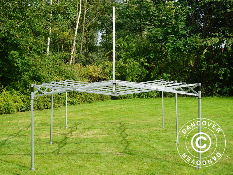 Faltzelt FleXtents PRO Peak Pagoda 3x6m Latte, mit 6 Seitenwänden