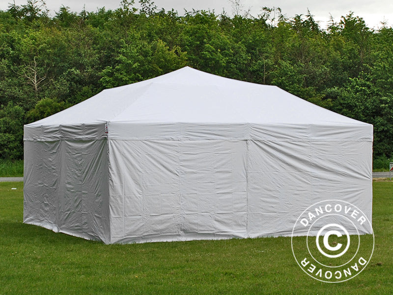Faltzelt FleXtents PRO 6x6m Weiß, mit 8 Seitenwänden