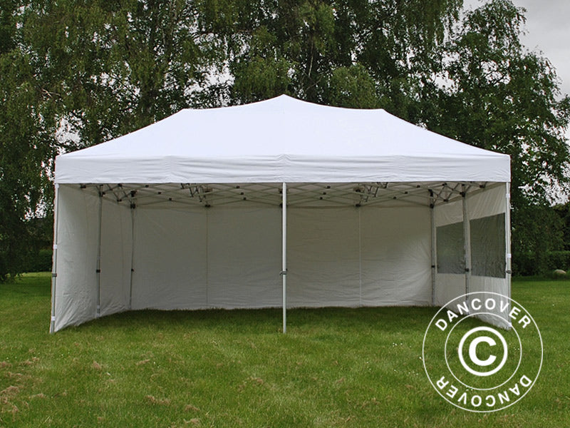 Faltzelt FleXtents PRO 6x6m Weiß, mit 8 Seitenwänden