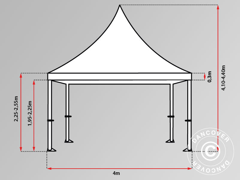 Saliekamā nojume FleXtents PRO Peak Pagoda 4x6m Balts