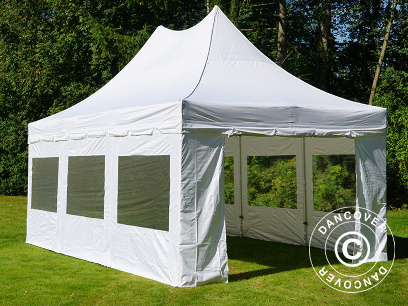 Pop up gazebo FleXtents PRO Peak Pagoda 4x6 m White, incl. 8 sidewalls