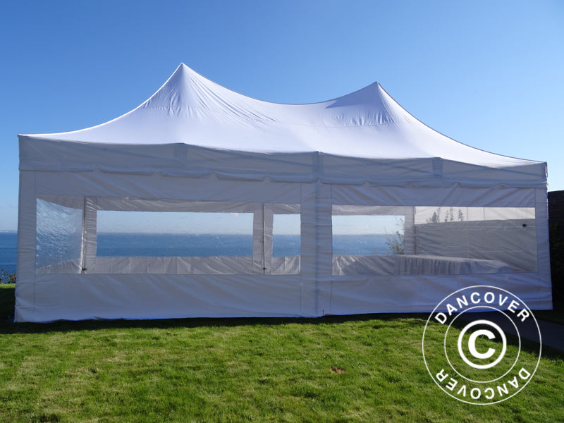 Prekybinė palapinė FleXtents PRO Peak Pagoda 4x8m Balta, įsk. 6 šonines sienas