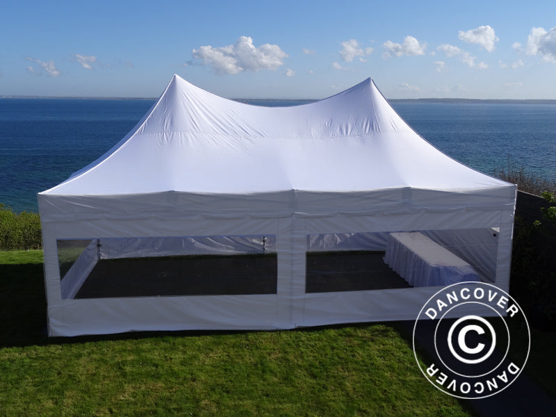Pop up gazebo FleXtents PRO Peak Pagoda 4x8 m White, incl. 6 sidewalls