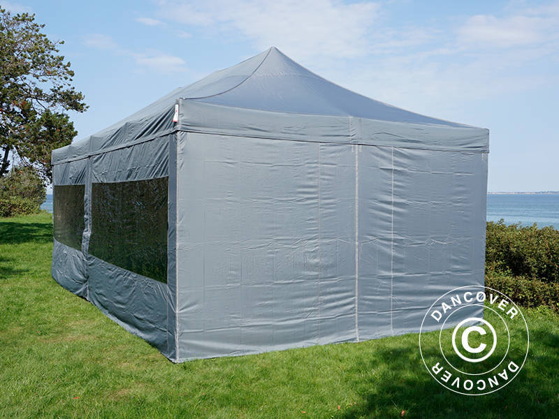 Tenda Dobrável FleXtents PRO 4x8m Cinza, incl. 6 paredes laterais