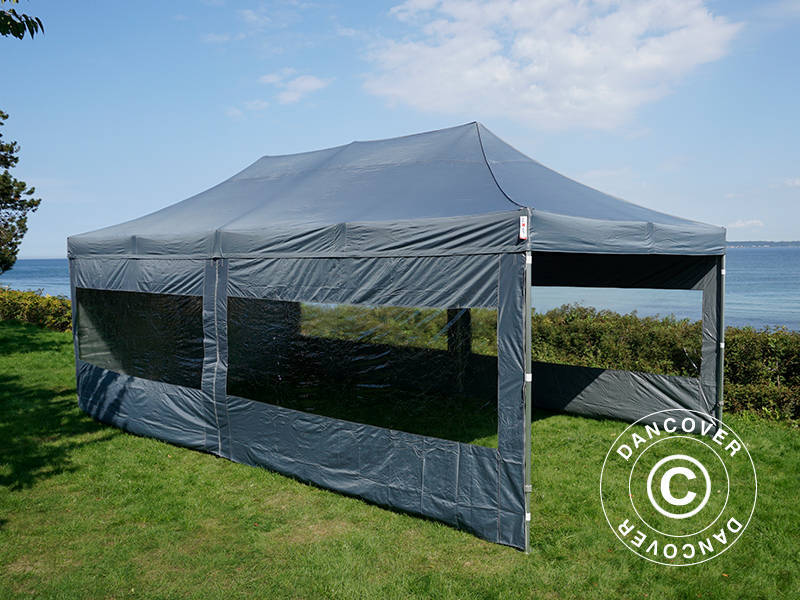 Prekybinė palapinė FleXtents Xtreme 50 4x8m Pilka, įsk. 6 šonines sienas