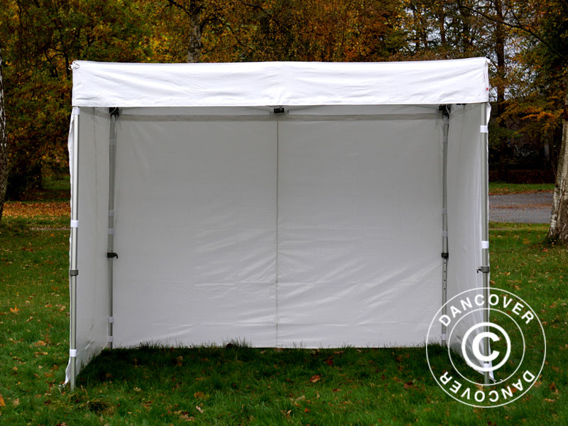 Pop up gazebo FleXtents® PRO Exhibition w/sidewalls, 3x3 m, White, Flame Retardant