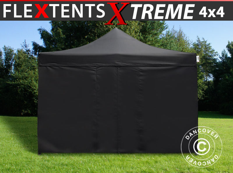Prekybinė palapinė FleXtents Xtreme 60 4x4m Juoda, įsk. 4 šonines sienas