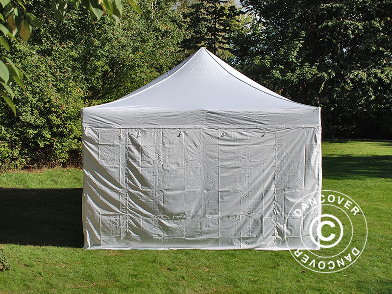 Faltzelt FleXtents PRO 4x6m Weiß, mit 8 Seitenwänden