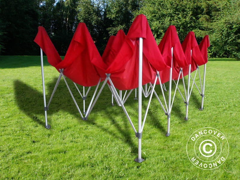 Tente pliante FleXtents PRO 4x6m Rouge, avec 8 cotés