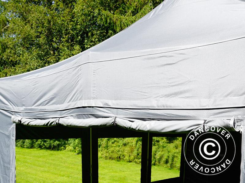 Faltzelt FleXtents Xtreme 50 4x6m Grau, mit 8 Seitenwänden